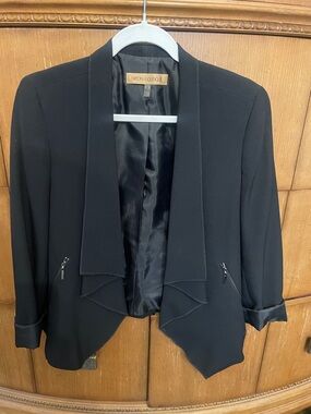 Nipon Boutique Black Open-Front Draped Blazer